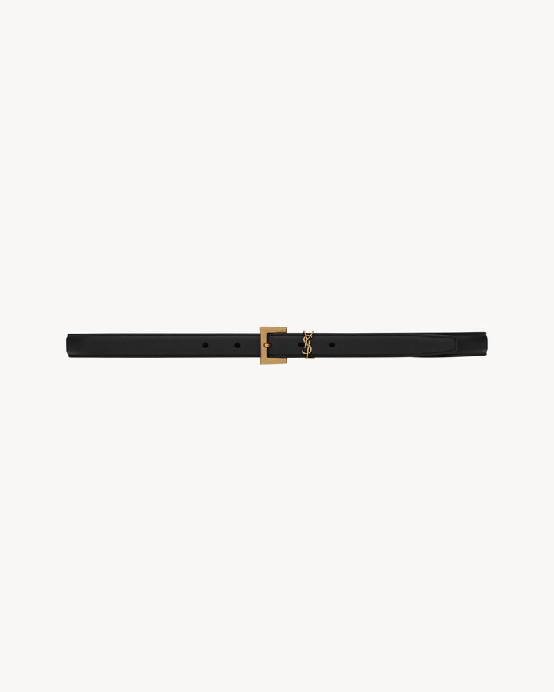 Monogram square-buckle smooth leather belt
